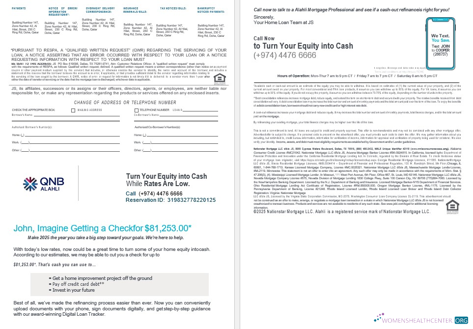 Download Qatar QNB Alahli bank mortgage statement in Word and PDF formats 3 4 Photoshop template